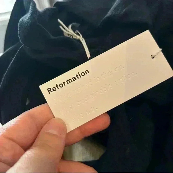 REFORMATION NWT Black Kassia Tie Waist Rib Pants XL - Picture 7 of 7